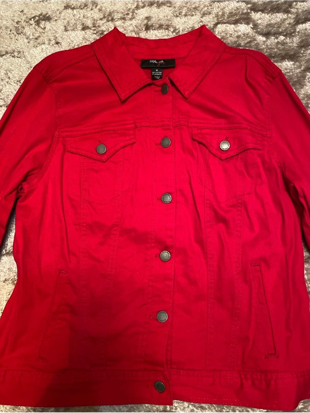 Style & Co Bright Red Button-Front Jacket